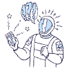 Astronaut Grumpy Illustration from Bruxelles Duotone Set