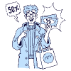 Shopping Using Discount Coupons Illustration from Bruxelles Duotone Set