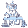 Robot Studying 2 Illustration from Bruxelles Duotone Set