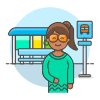 Bus Stop Waiting 5 Illustration from UX Colors Set