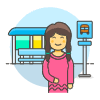 Bus Stop Waiting 6 Illustration from UX Colors Set