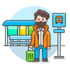 Bus Stop Waiting Luggage 1 Illustration from UX Colors Set
