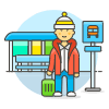 Bus Stop Waiting Luggage 3 Illustration from UX Colors Set
