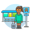 Bus Stop Waiting Luggage 5 Illustration from UX Colors Set