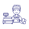 Cashier Clerk 2 1 Illustration from UX Line Set