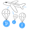 Airdrop Plane Or Drone Dropping Coins illustration - Free transparent PNG, SVG. No sign up needed.