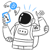 Astronaut Panicked Checking Their Smartphone illustration - Free transparent PNG, SVG. No sign up needed.