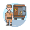 Deliveryman 1 Illustration from UX Colors Set | Free Download as SVG Vector and Transparent PNG | Streamline illustrations