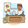Designer Office 3 4 Illustration from UX Colors Set