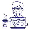 Geek Coding 4 Illustration from UX Line Set