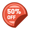 50 Percent Off Sticker element - Free transparent PNG, SVG. No sign up needed.