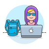 Hacker Backpack 4 Illustration from UX Colors Set