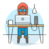 Hacker Working 2 3 Illustration from UX Colors Set