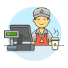 Coffee Shop Cashier 1 3 Illustration from UX Colors Set