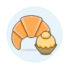 Muffin And Croissant Illustration from UX Colors Set