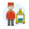 Bellboy Trolley 1 Illustration from UX Colors Set | Free Download as SVG Vector and Transparent PNG | Streamline illustrations