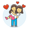 Lesbians Couple Lifting 6 Illustration from UX Colors Set