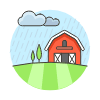 Raining Barn Field Illustration from UX Colors Set