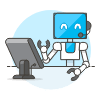 Operator Robot Illustration from UX Colors Set | Free Download as SVG Vector and Transparent PNG | Streamline illustrations