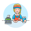 Cashier Clerk 2 2 Illustration from UX Colors Set