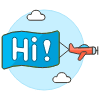 Plane Hi Sign Illustration from UX Colors Set