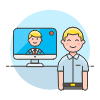 Video Conference Imac 1 4 Illustration from UX Colors Set
