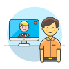 Video Conference Imac 1 6 Illustration from UX Colors Set