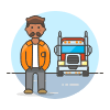 Truck And Driver 3 Illustration from UX Colors Set
