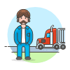 Trucker On Road 1 Illustration from UX Colors Set