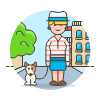 Dog Walker 4 Illustration from UX Colors Set