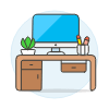 Workspace Imac 4 Illustration from UX Colors Set