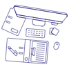 Imac Workspace 3 Illustration from UX Line Set