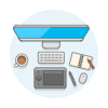 Imac Workspace 6 Illustration from UX Colors Set