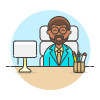 Boss Sit 3 3 Illustration from UX Colors Set | Free Download as SVG Vector and Transparent PNG | Streamline illustrations