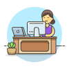 Employee Sit 2 2 Illustration from UX Colors Set | Free Download as SVG Vector and Transparent PNG | Streamline illustrations