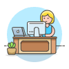 Employee Sit 2 5 Illustration from UX Colors Set