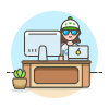 Employee Sit 3 2 Illustration from UX Colors Set