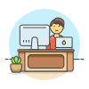 Employee Sit 3 4 Illustration from UX Colors Set