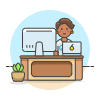 Employee Sit 3 5 Illustration from UX Colors Set | Free Download as SVG Vector and Transparent PNG | Streamline illustrations