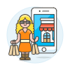 Phone App Shop 3 1 Illustration from UX Colors Set