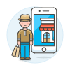 Phone App Shop 3 4 Illustration from UX Colors Set