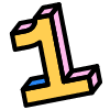 Number 1 One Element from Retro Shapes Set