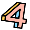Number 4 Four Element from Retro Shapes Set