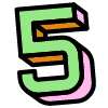 Number 5 Five Element from Retro Shapes Set