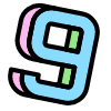 Number 9 Nine Element from Retro Shapes Set
