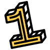 Number 1 One Element from Retro Shapes Set
