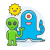Aliens Welcome Illustration from UX Colors - Free Set