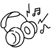 Filled Headphone Music Element from Hand Drawn Icons - Variable Thickness Set