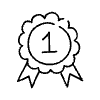 Filled Number One Badge Element from Hand Drawn Icons - Variable Thickness Set