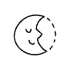 Line Sleeping Moon Non Filled Element from Hand Drawn Icons - Variable Thickness Set